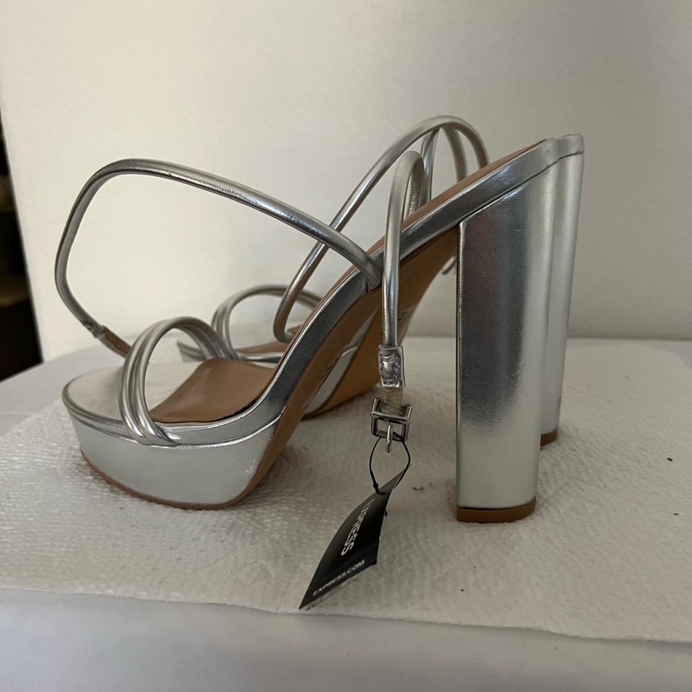 Elegant Silver Strappy Heels